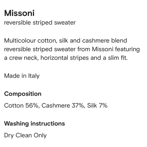 SOLD Missoni Cashmere Blend Reversible Striped Sweater - Picture 6 of 8